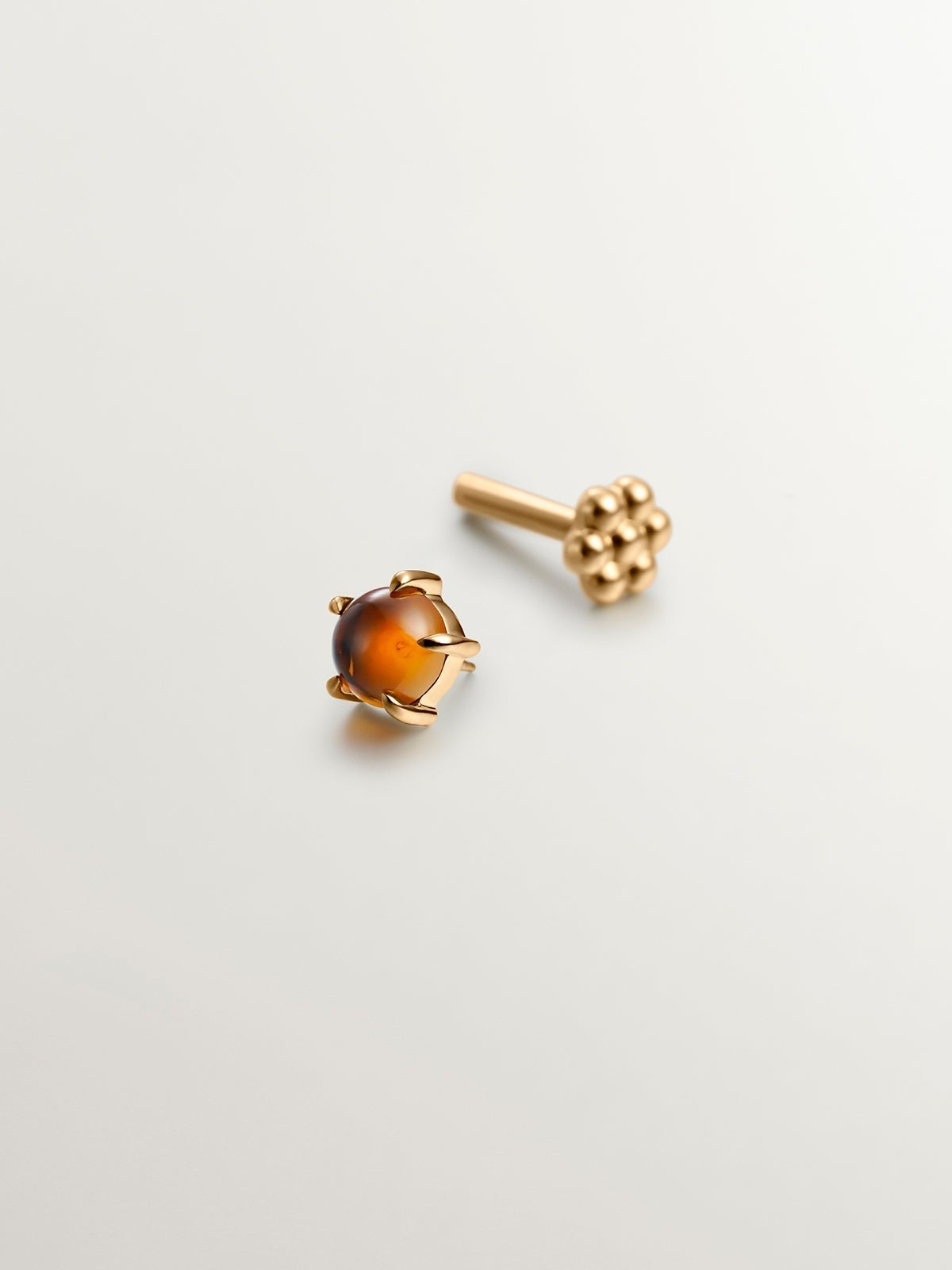 18K gold single earring with orange citrine