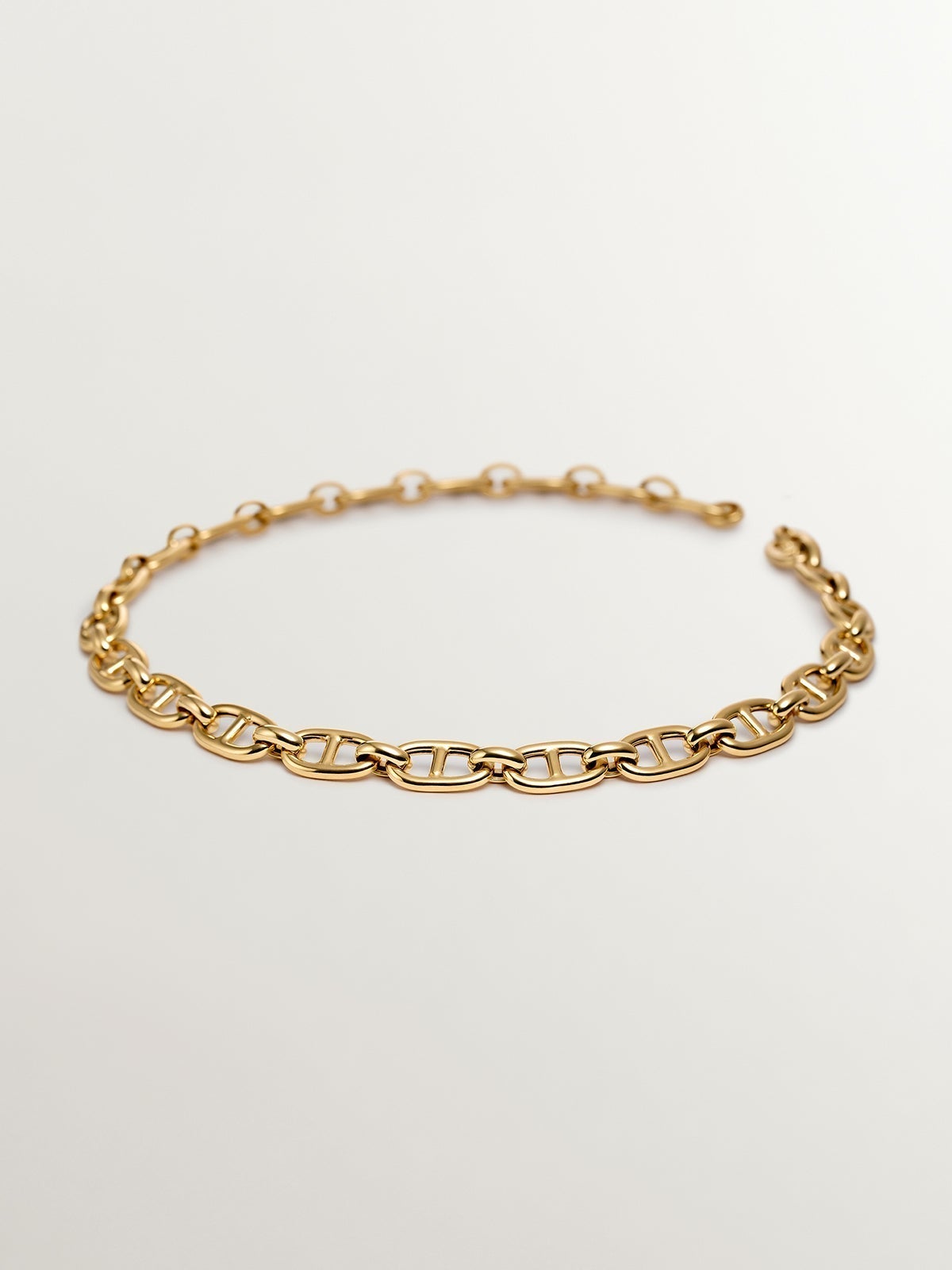 45cm rope link chain made of 925 silver plated with 18K yellow gold