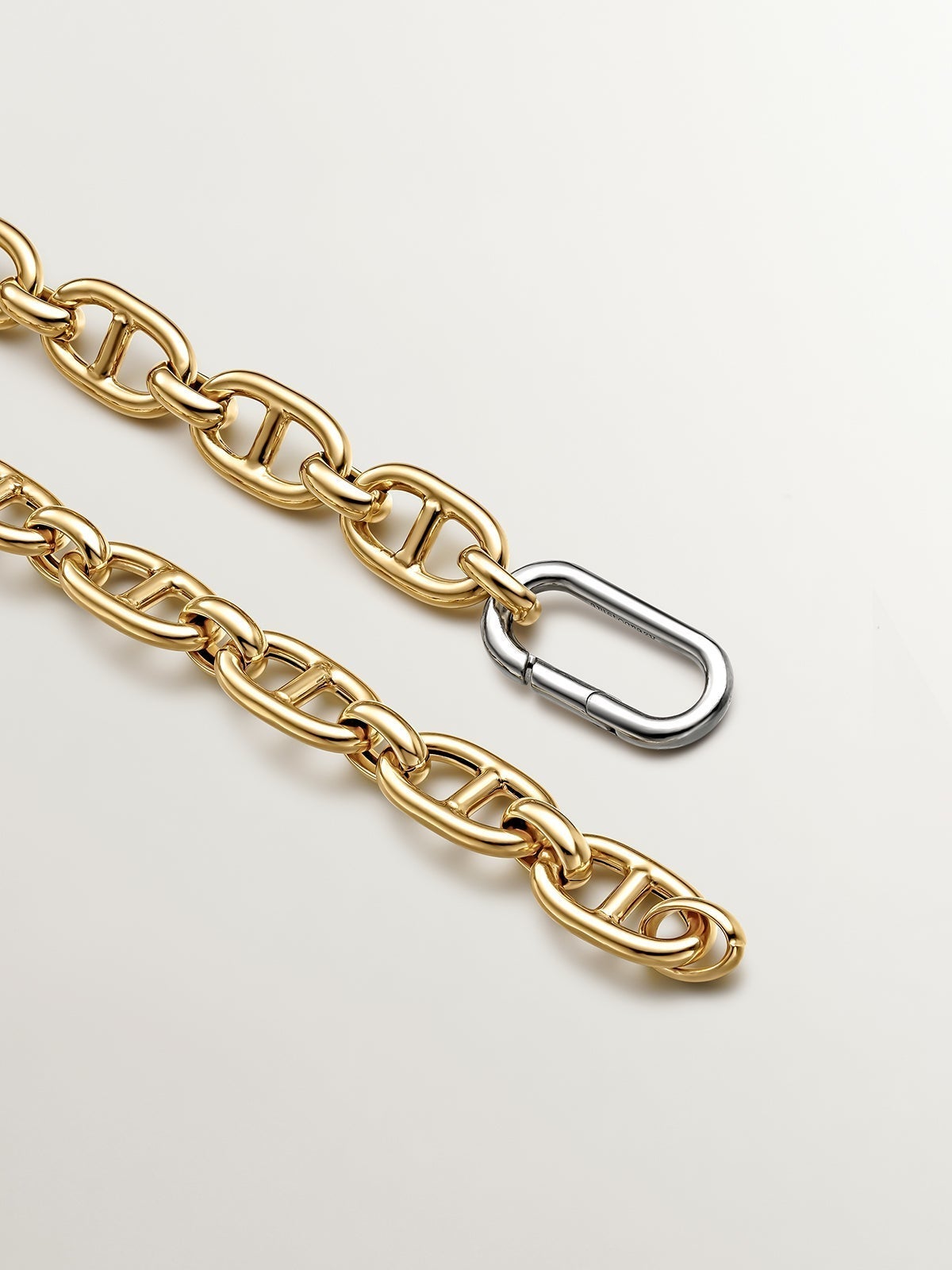45cm rope link chain made of 925 silver plated with 18K yellow gold