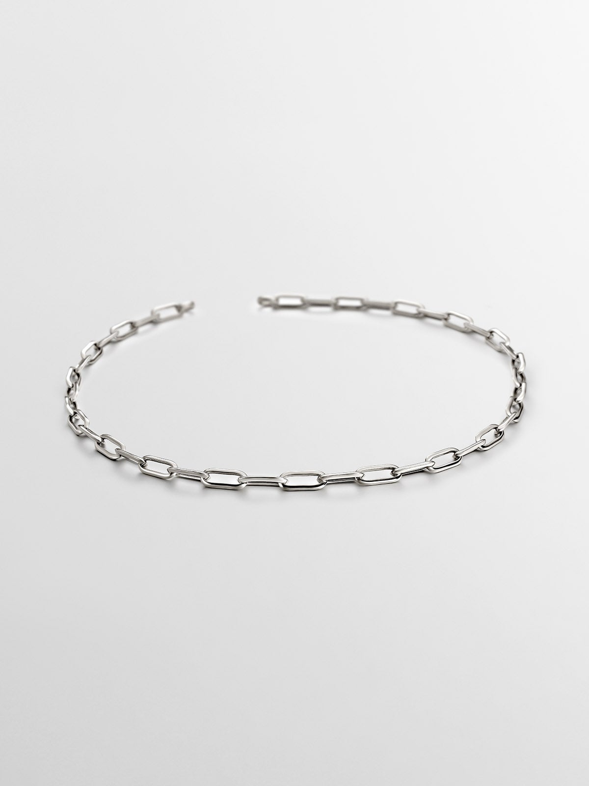 45 cm rectangular link necklace in rhodium-plated 925 silver