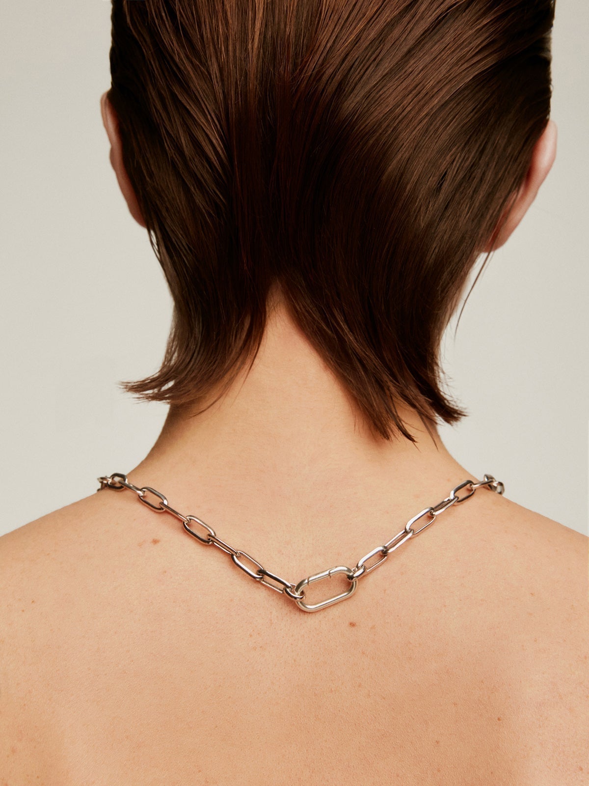 45 cm rectangular link necklace in rhodium-plated 925 silver