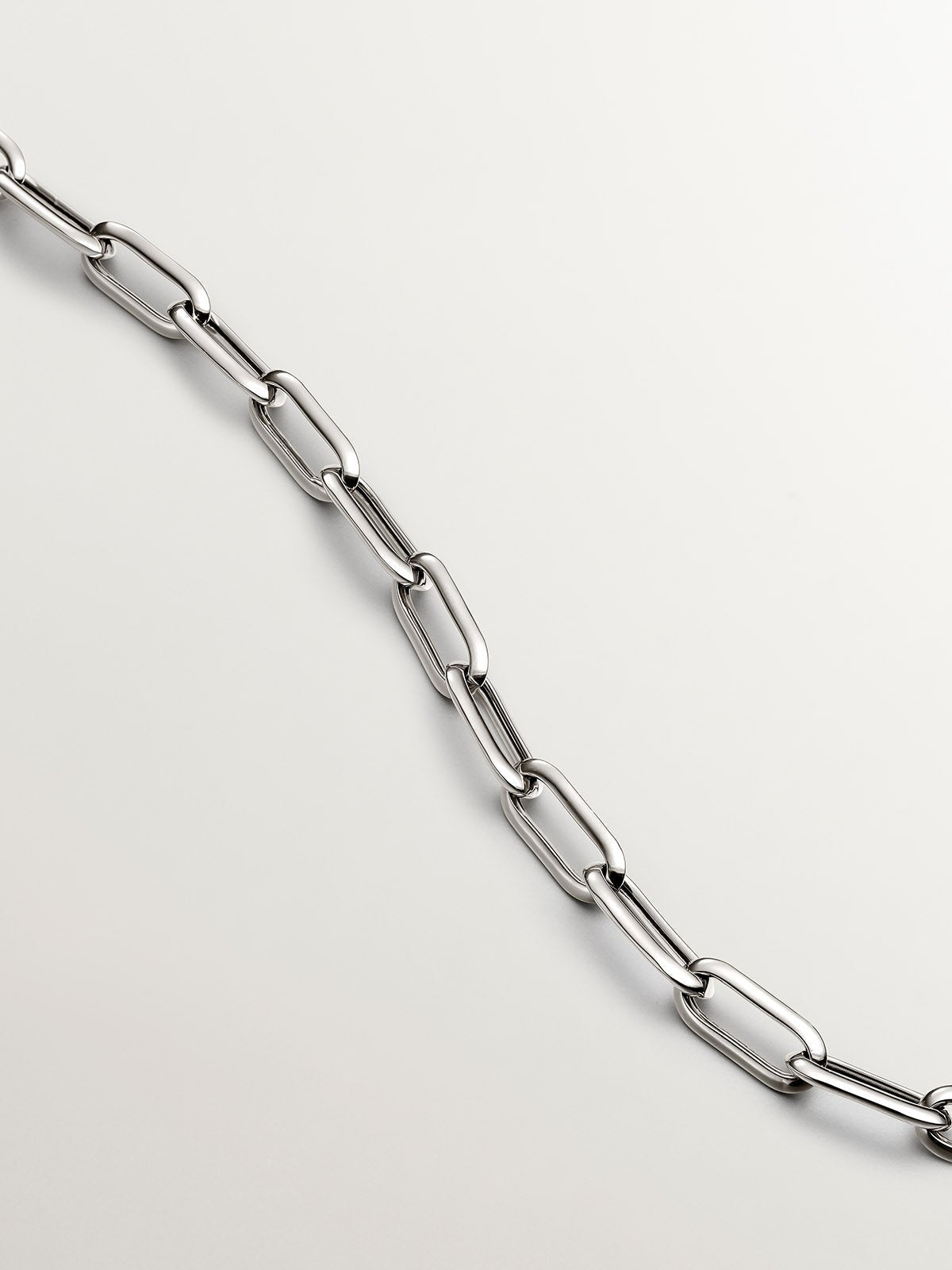 45 cm rectangular link necklace in rhodium-plated 925 silver