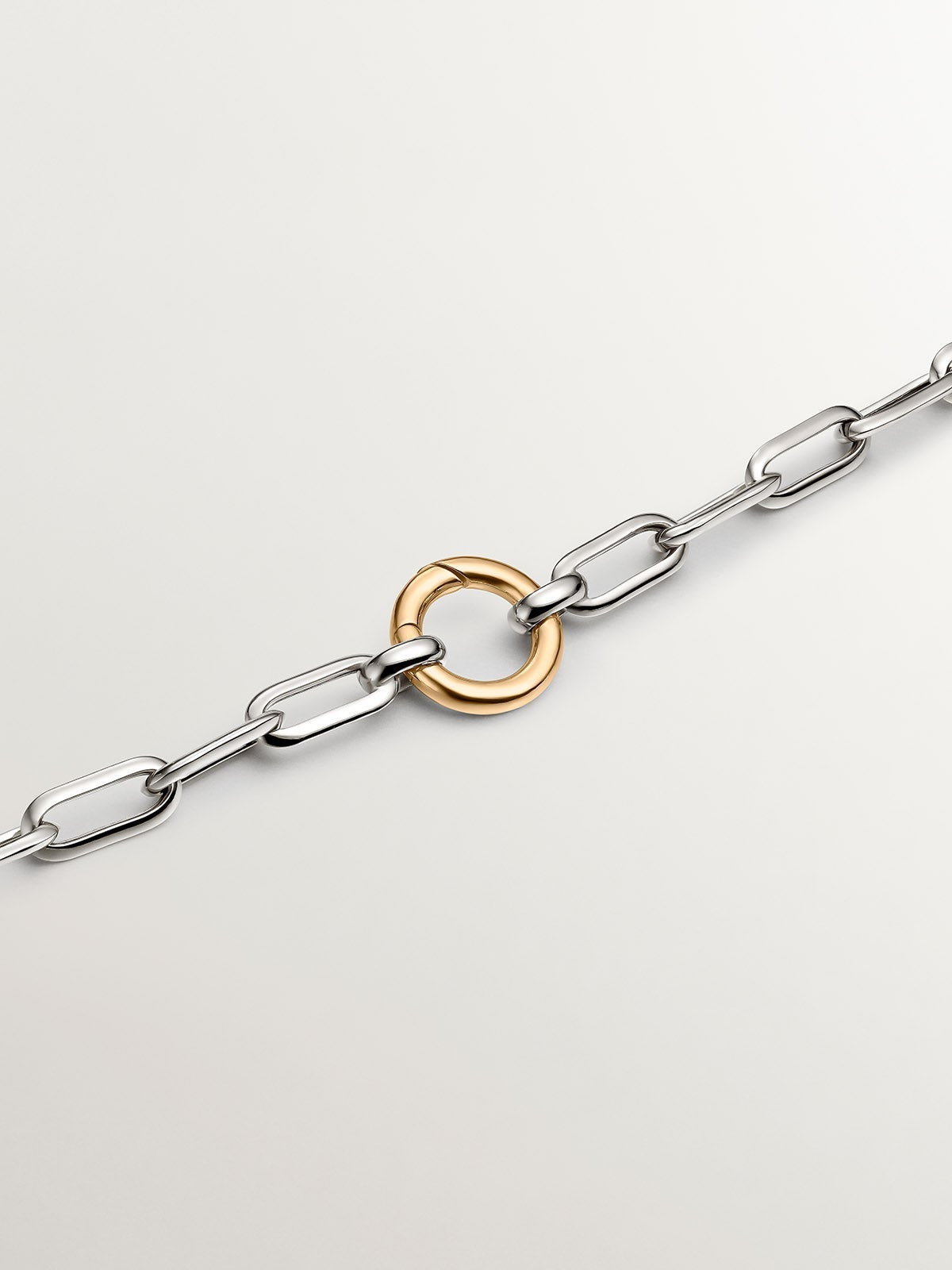 45 cm rectangular link necklace in rhodium-plated 925 silver