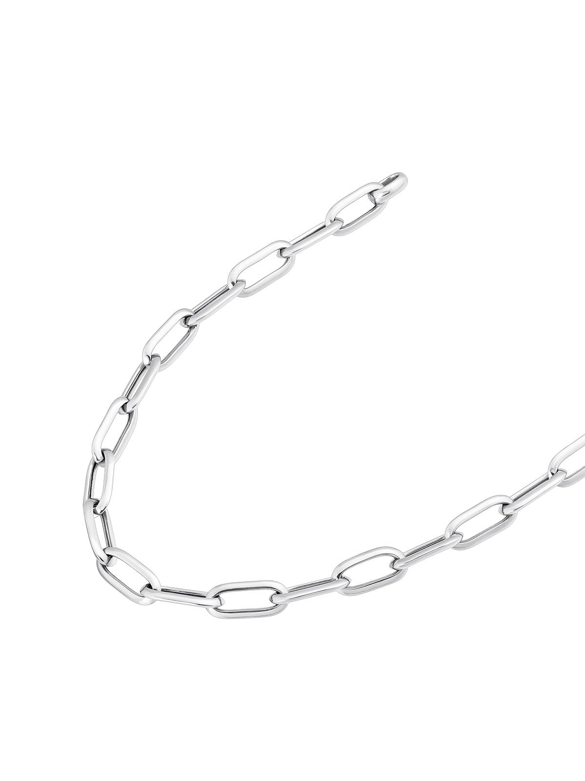 45 cm rectangular link necklace in rhodium-plated 925 silver