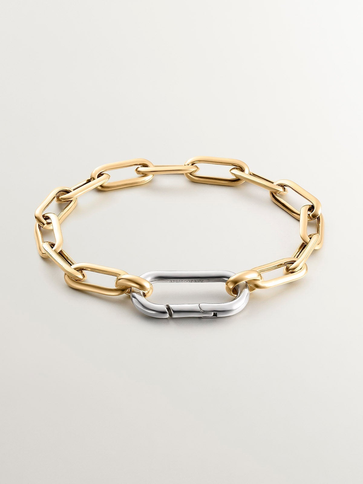 Rectangle Forza link bracelet made from 925 silver coated in 18K yellow gold