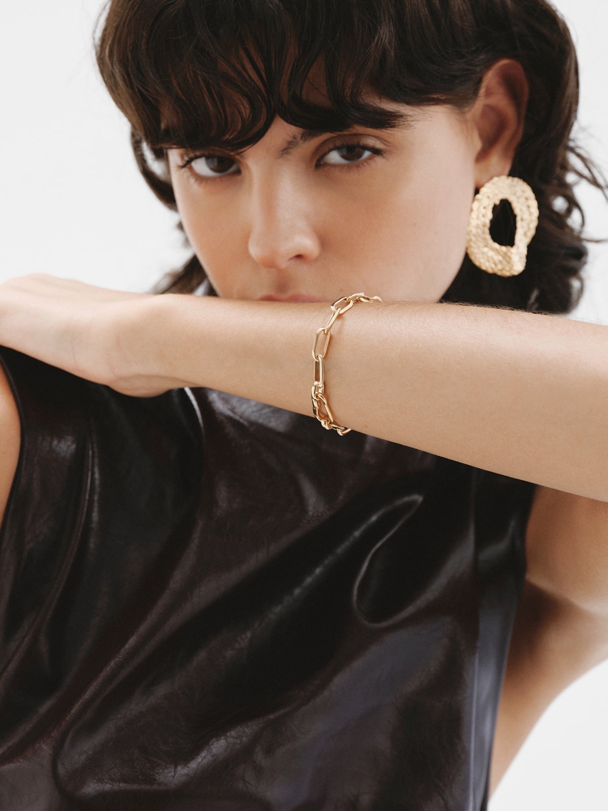 Rectangle Forza link bracelet made from 925 silver coated in 18K yellow gold