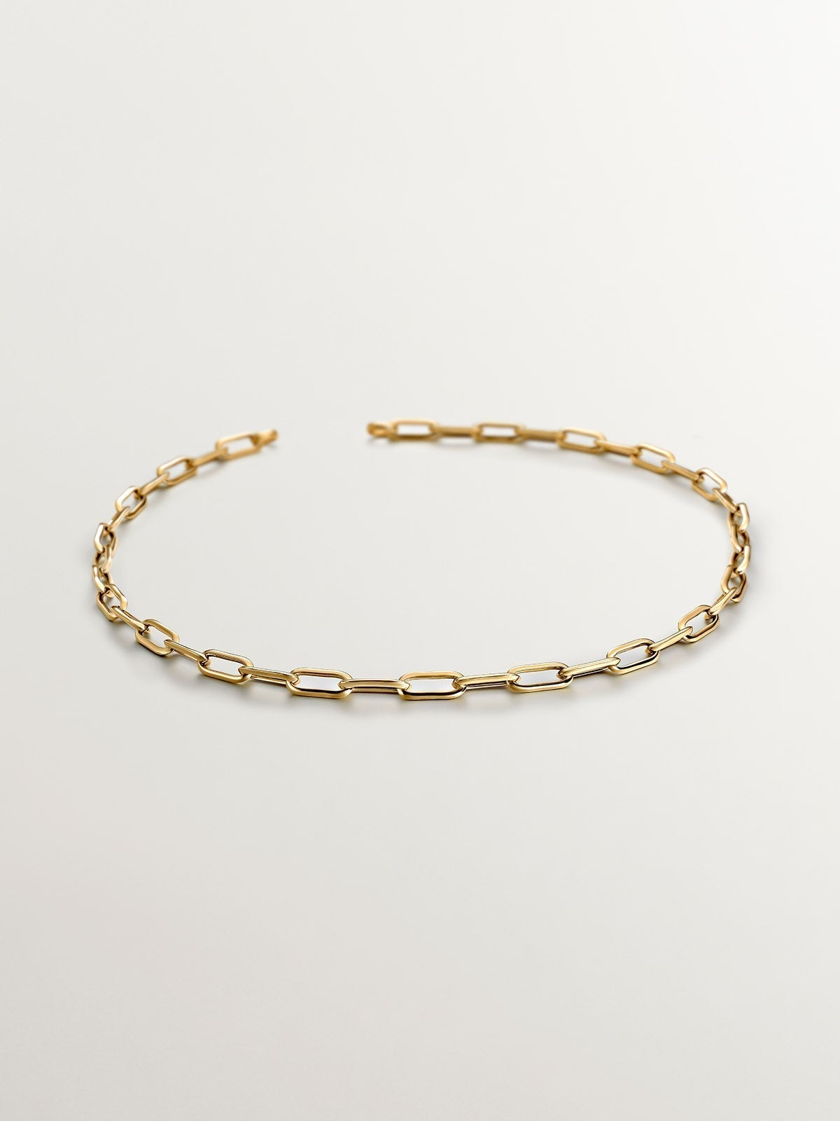 45cm rectangular link necklace made of 925 silver plated with 18K yellow gold