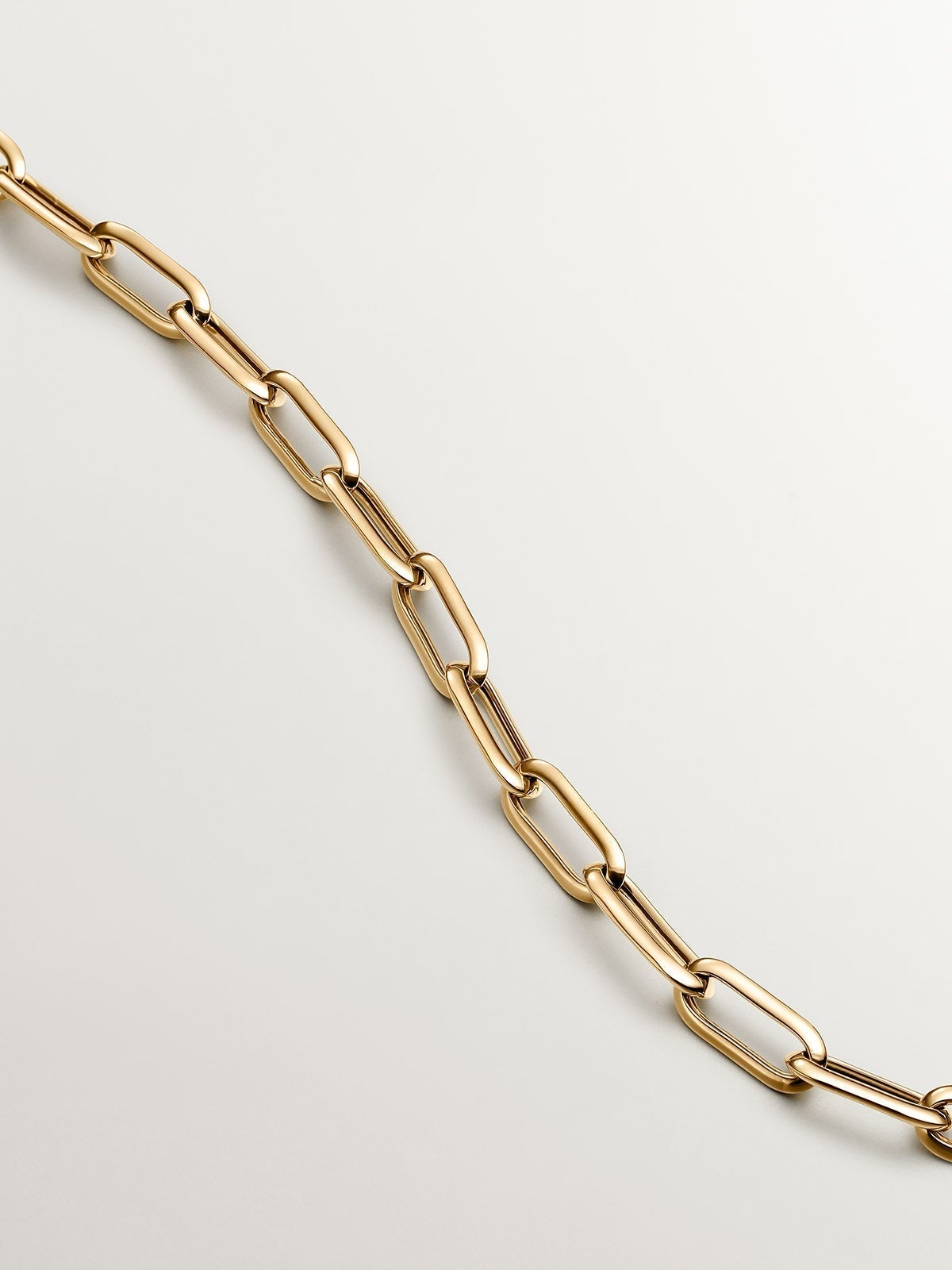 45cm rectangular link necklace made of 925 silver plated with 18K yellow gold