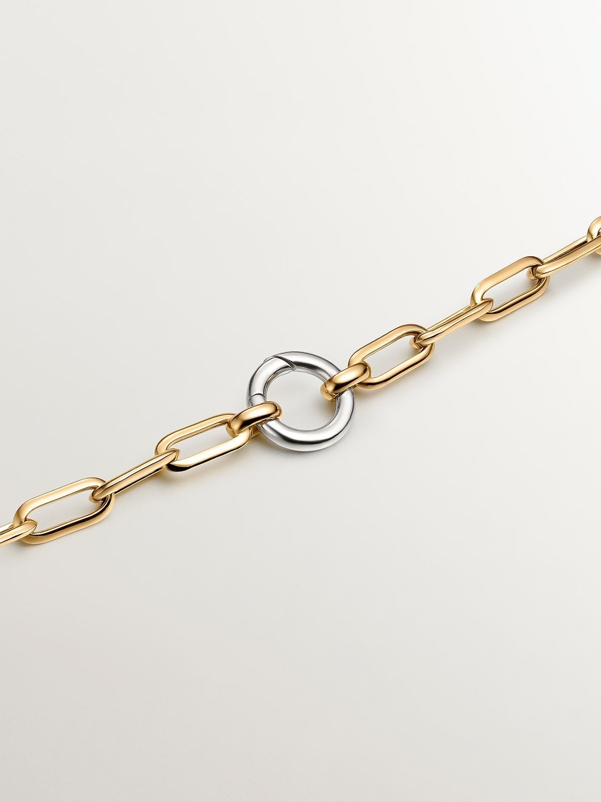 45cm rectangular link necklace made of 925 silver plated with 18K yellow gold