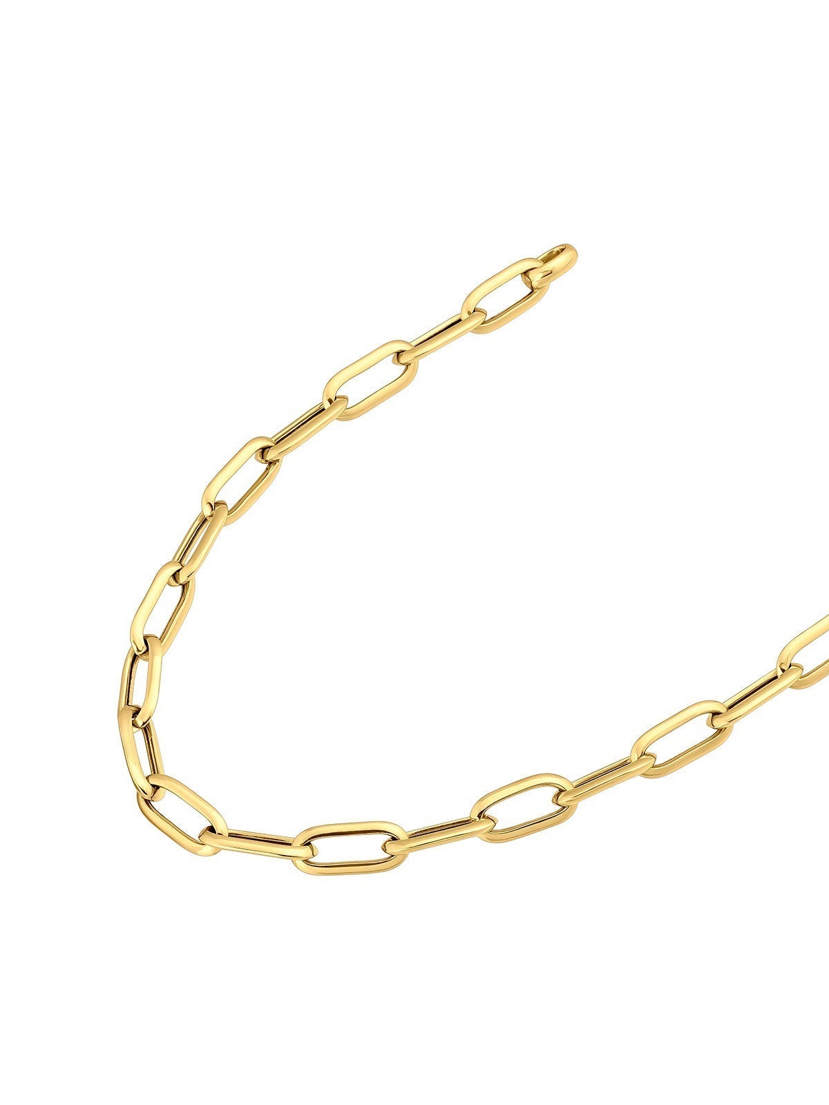 45cm rectangular link necklace made of 925 silver plated with 18K yellow gold