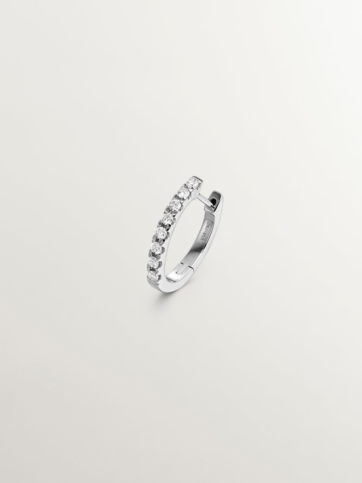18K White Gold Small Single Hoop Earring with Diamonds