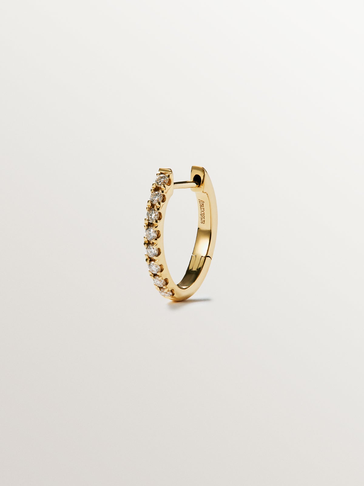 18K Gold Small Single Hoop Earring with Diamonds