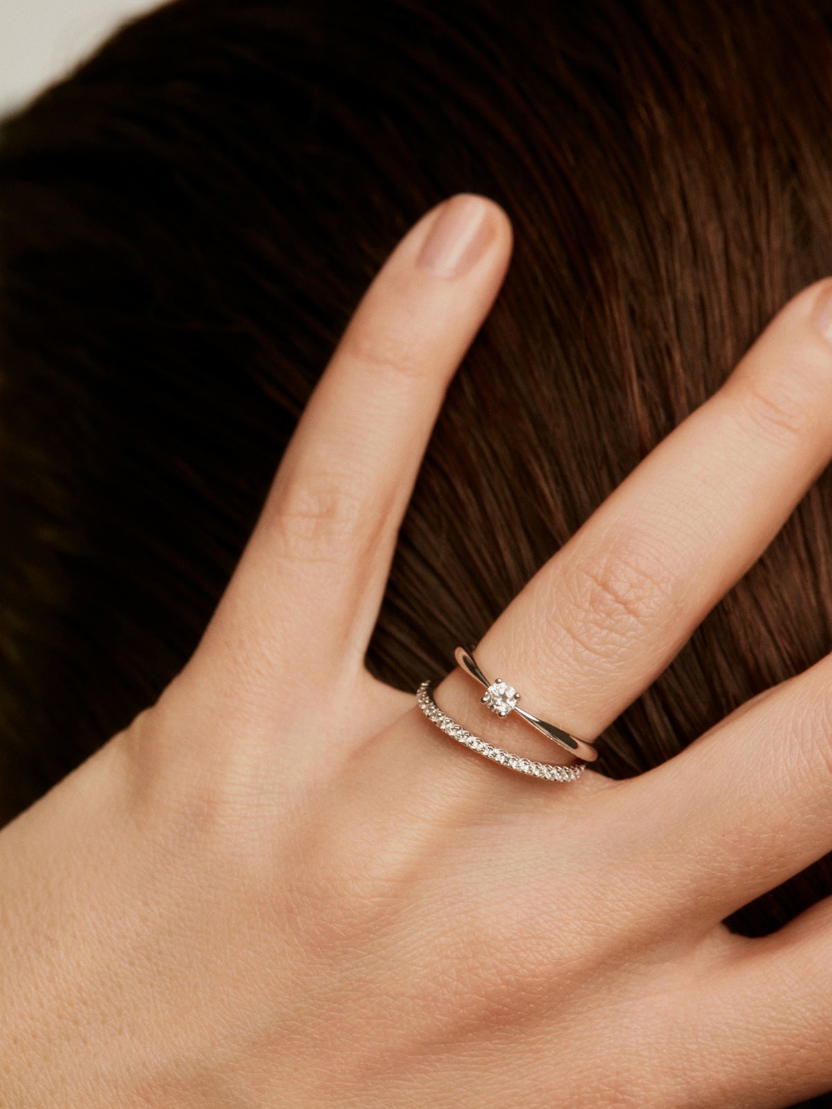 18K white gold solitaire ring with 0.15ct diamond