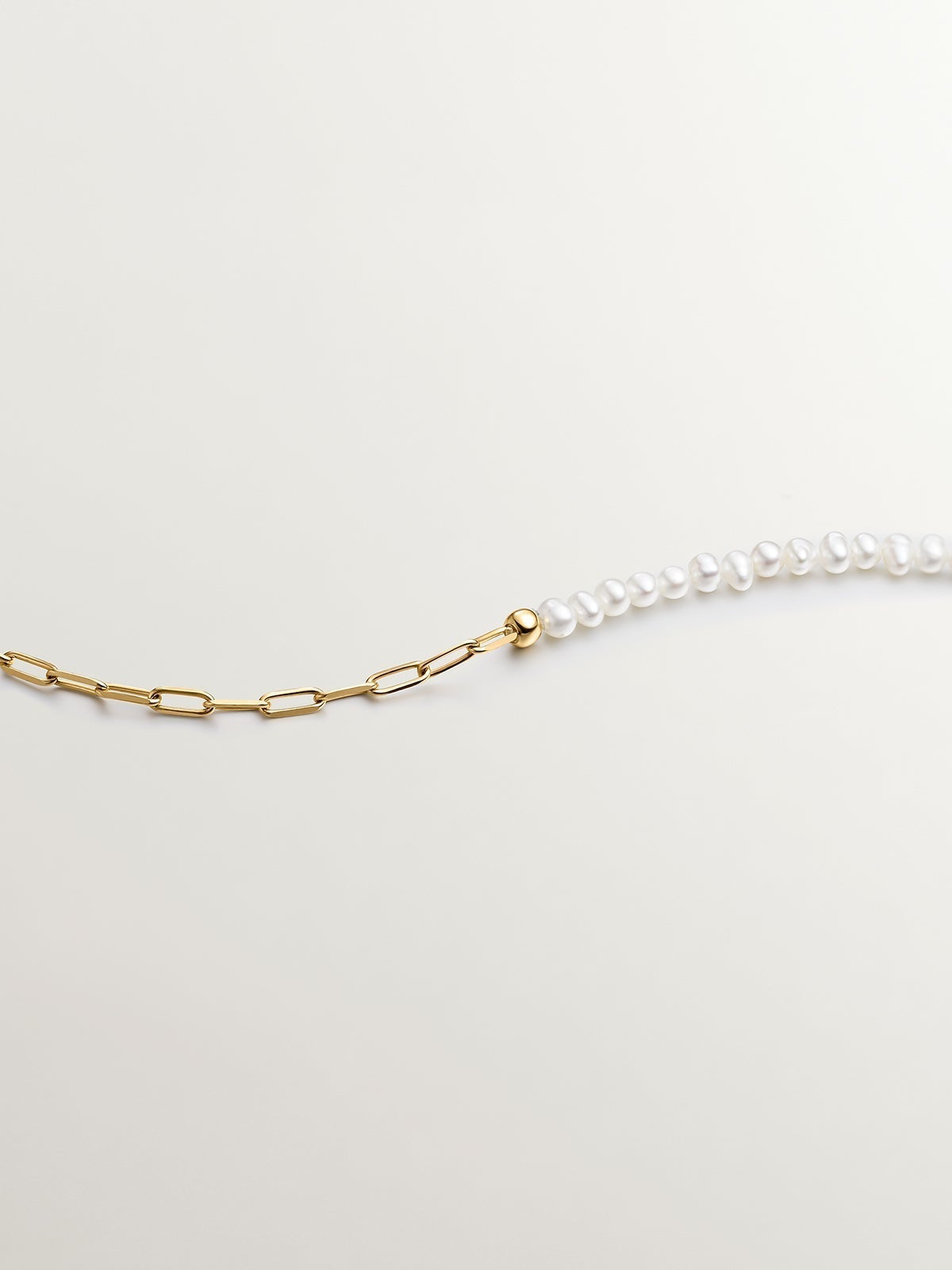 925 silver link necklace in 18k yellow gold with pearls