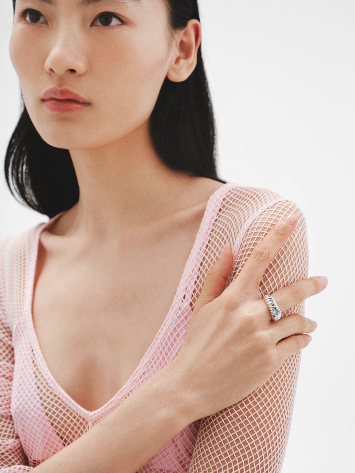 925 silver gallon ring with sky blue topaz