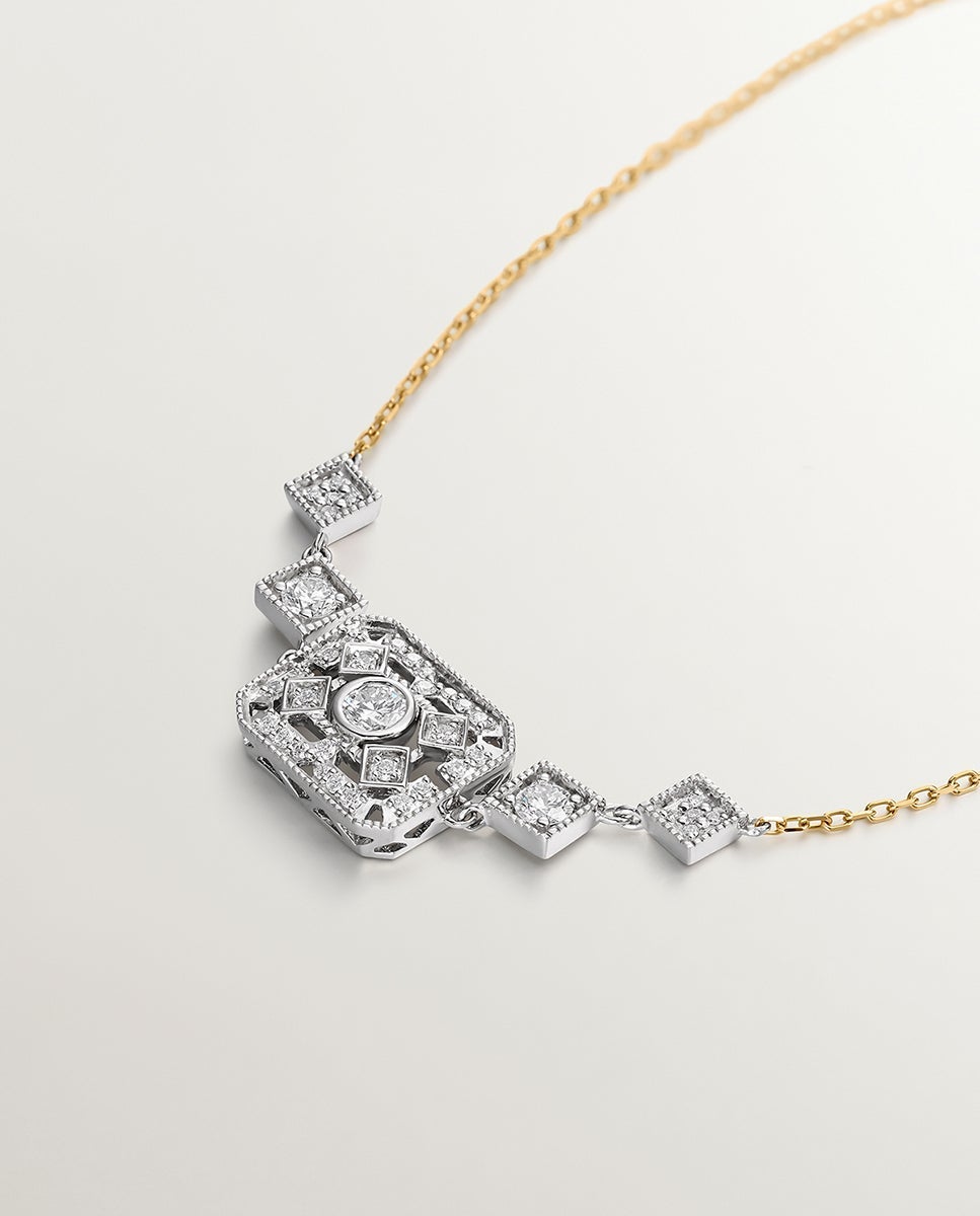 18K white and yellow gold bracelet with brilliant cut diamonds