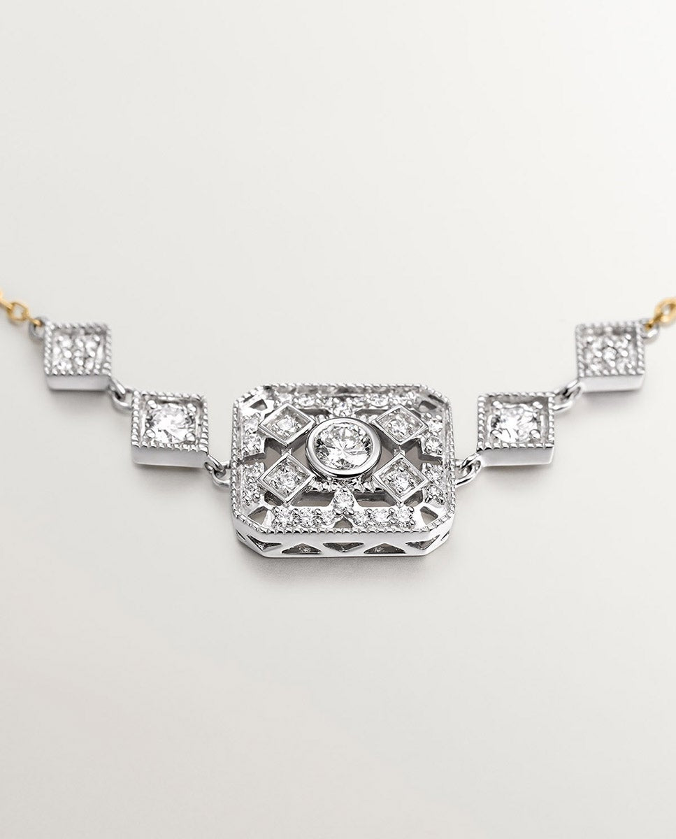 18K white and yellow gold bracelet with brilliant cut diamonds
