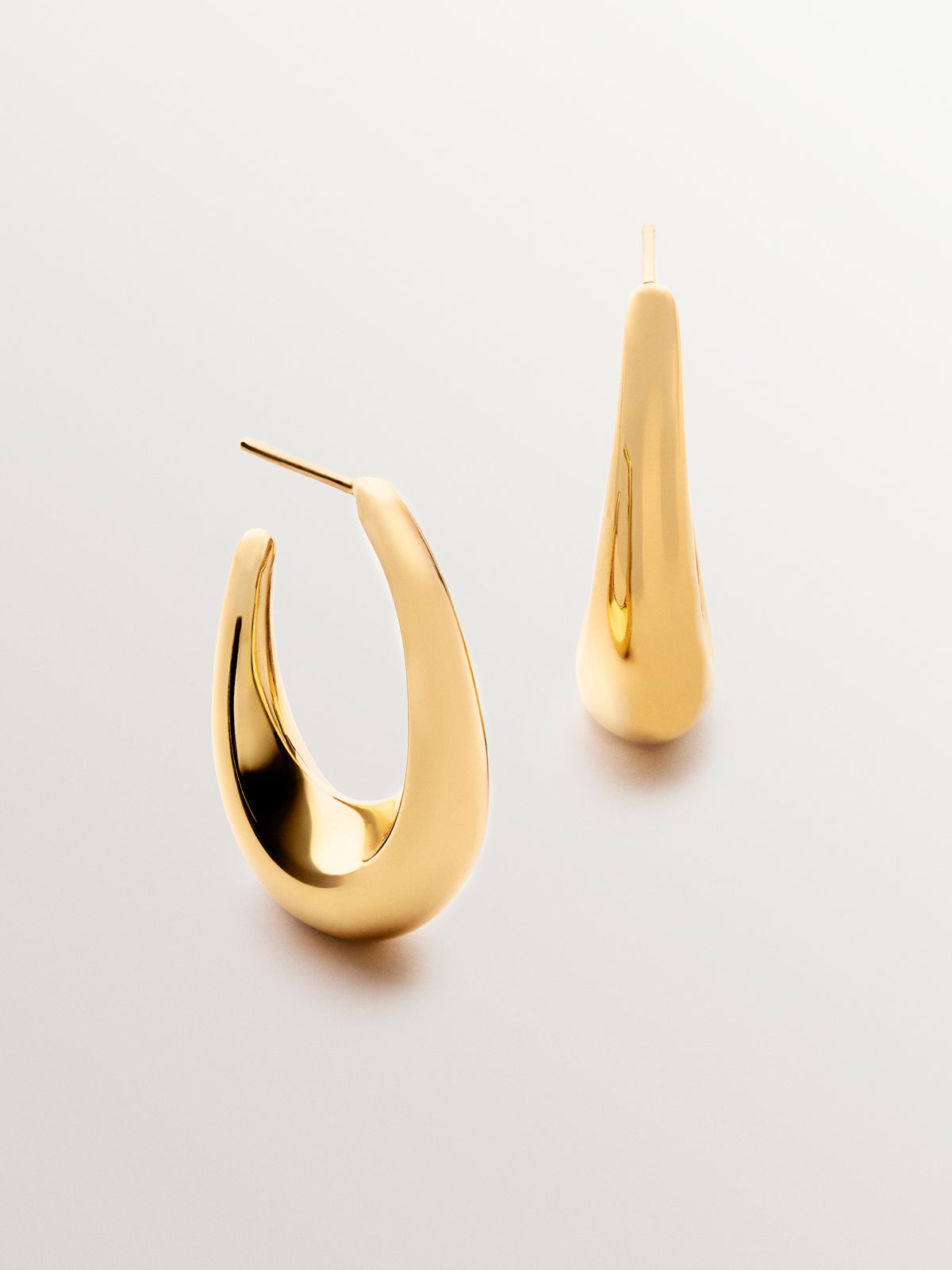 18K yellow gold plated 925 silver oval hoop earrings