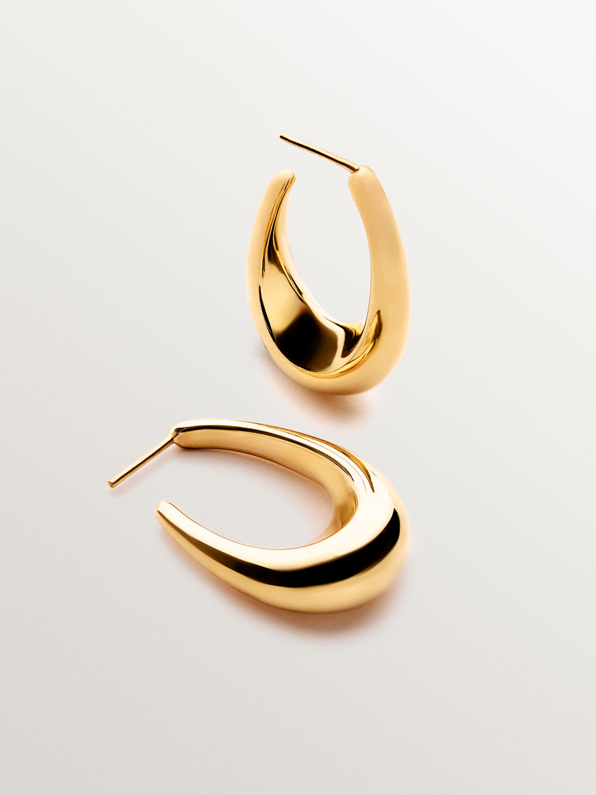 18K yellow gold plated 925 silver oval hoop earrings