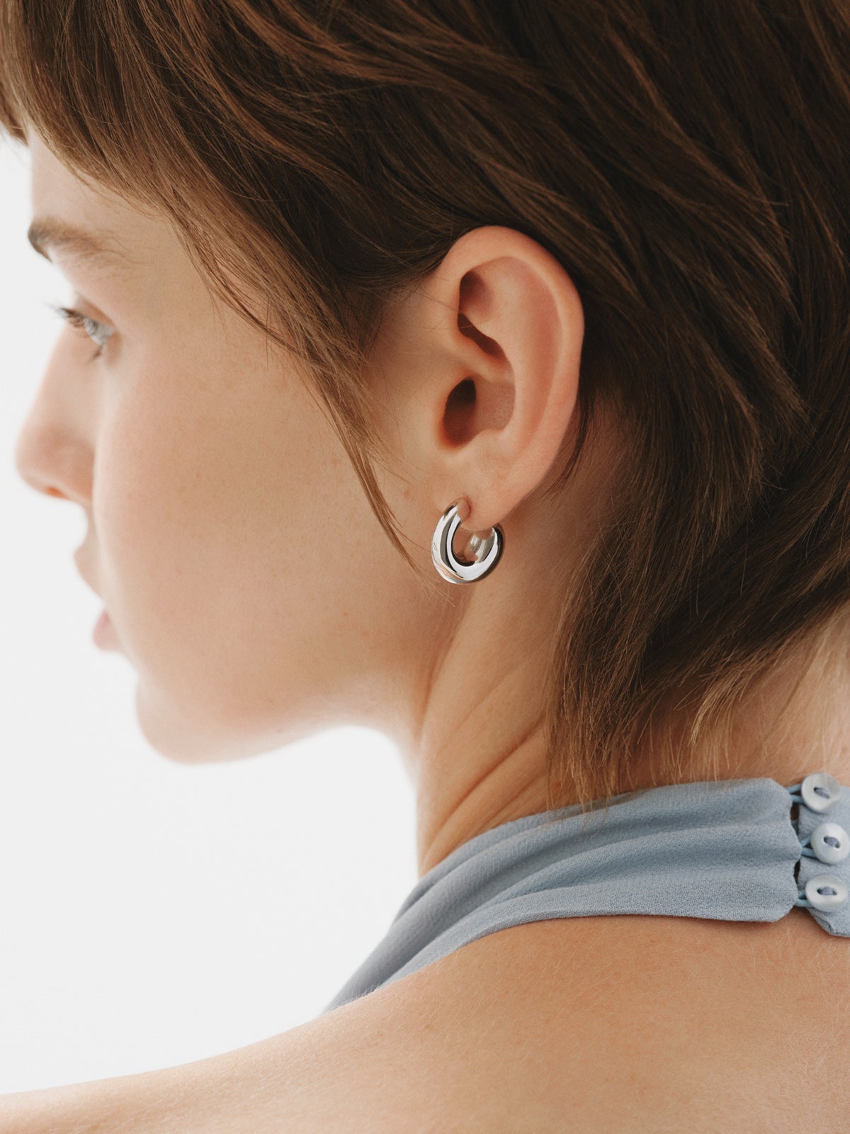 Small chunky hoop earrings made of 925 silver
