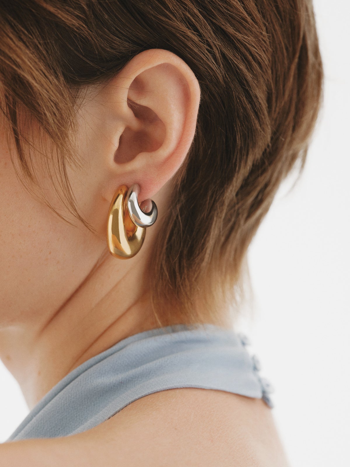 Small chunky hoop earrings made of 925 silver