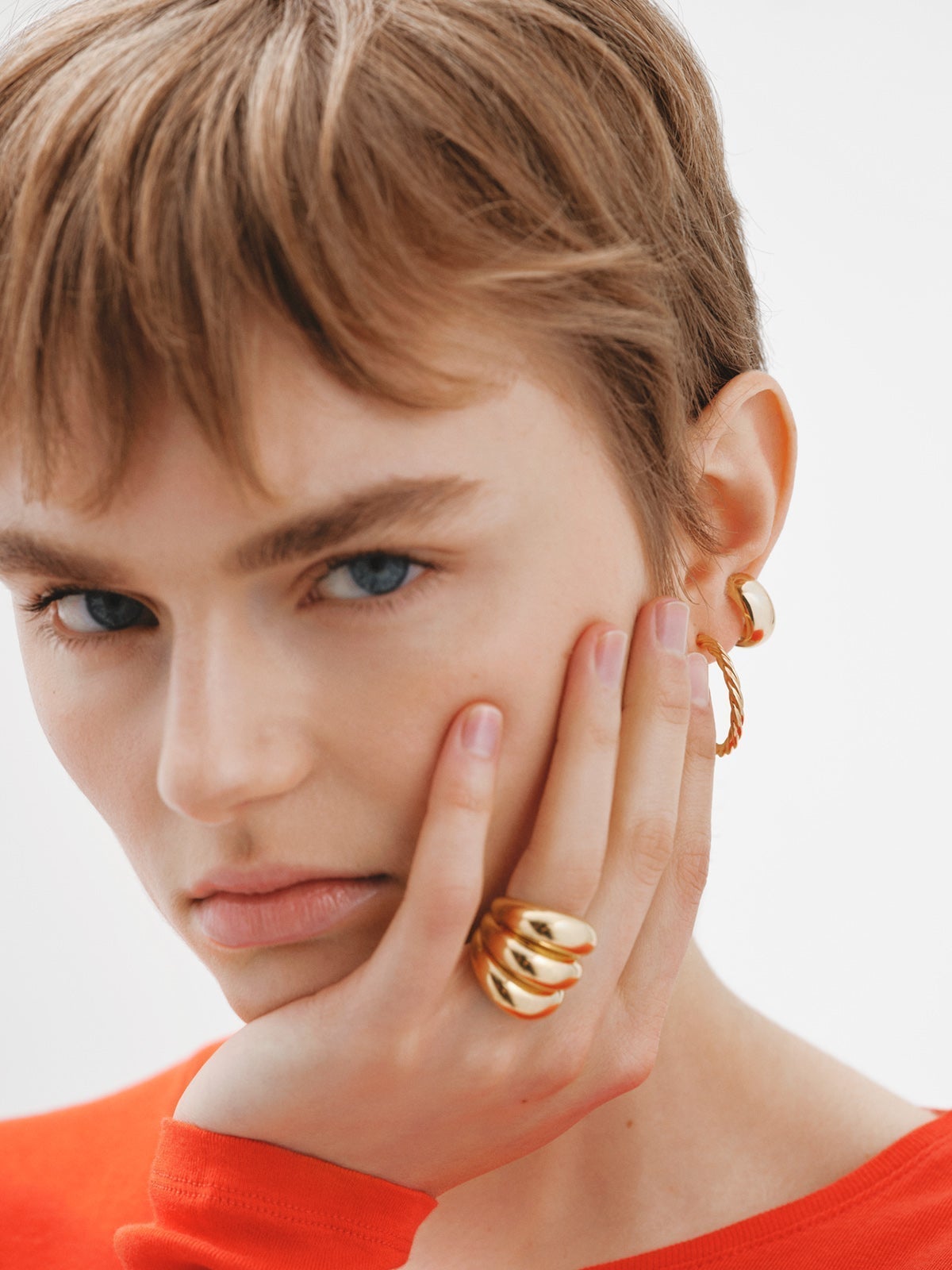 Triple ring in 925 silver plated in 18K yellow gold