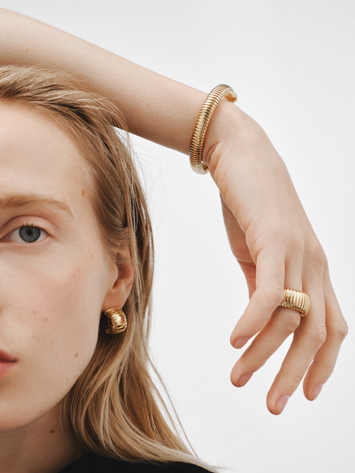 Tubogas earrings in 925 silver plated in 18K yellow gold