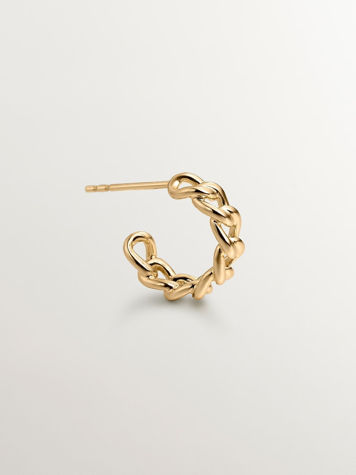 9K Yellow Gold Chain Textured Single Hoop Earring