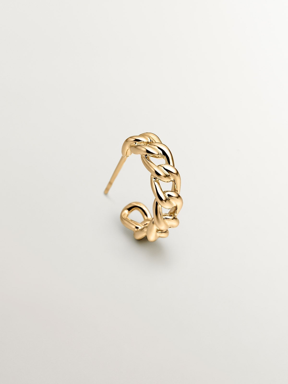 9K Yellow Gold Chain Textured Single Hoop Earring