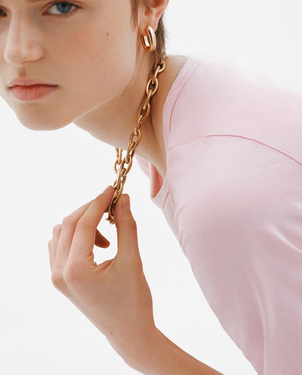 18K yellow gold plated 925 silver chain with oval links