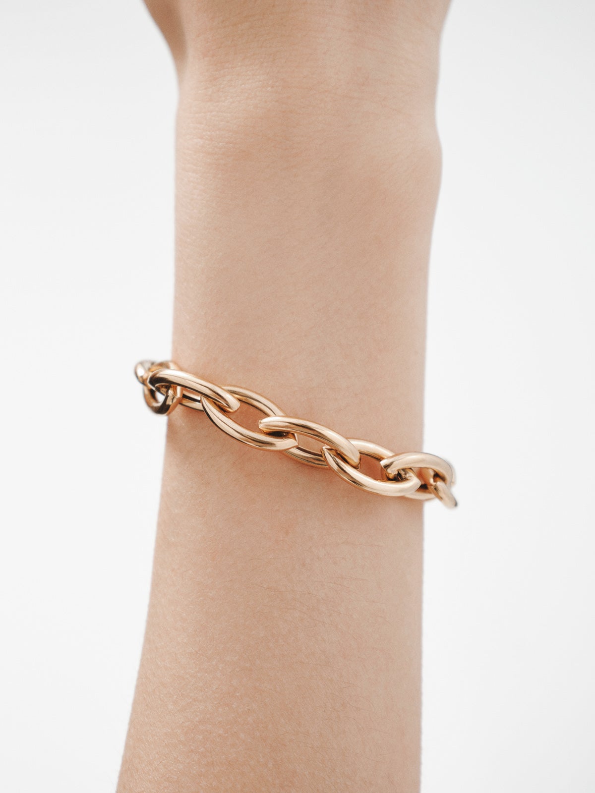 925 silver bracelet plated in 18K yellow gold with oval links