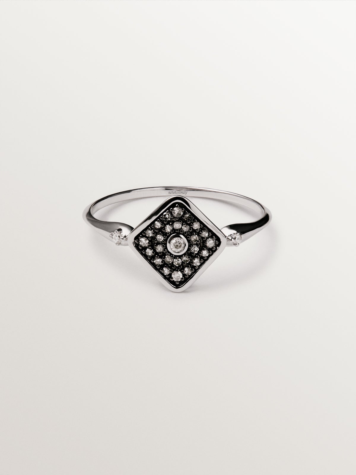 9K white gold diamond ring