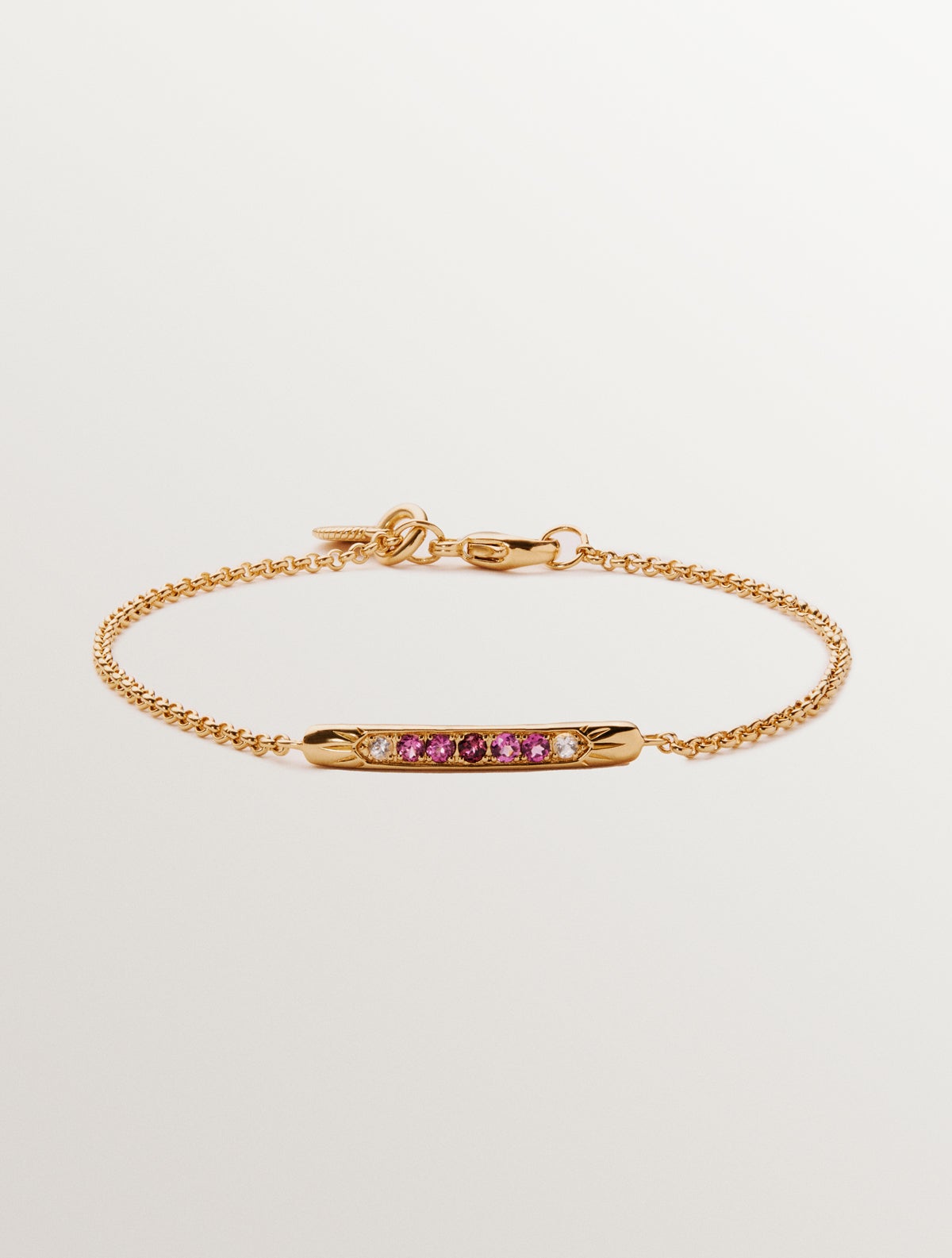 Bracelet en argent sterling 925 en or amarillo de 18 carats avec tiges moradas et topacios blancos
