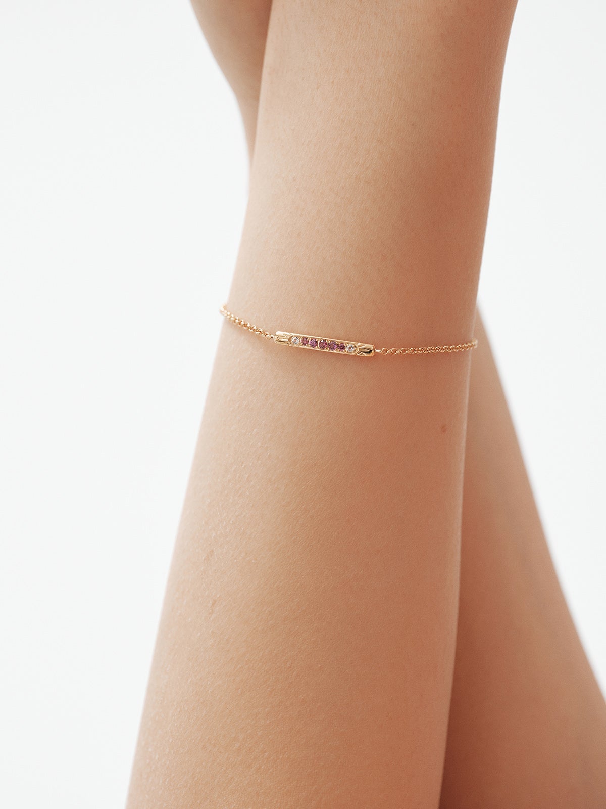 Bracelet en argent sterling 925 en or amarillo de 18 carats avec tiges moradas et topacios blancos