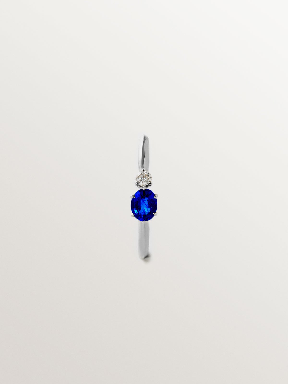 9K White Gold Sapphire and Diamond Single Hoop Earring