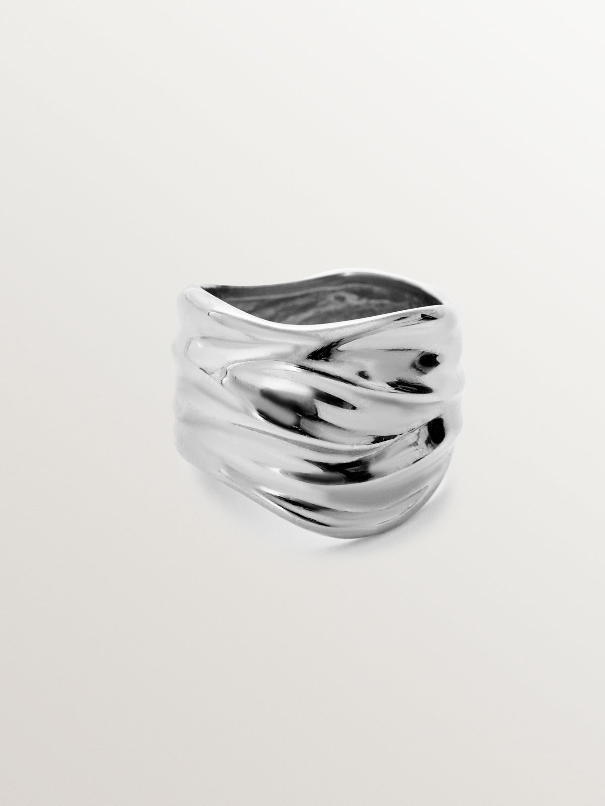 Wide textured 925 silver ring