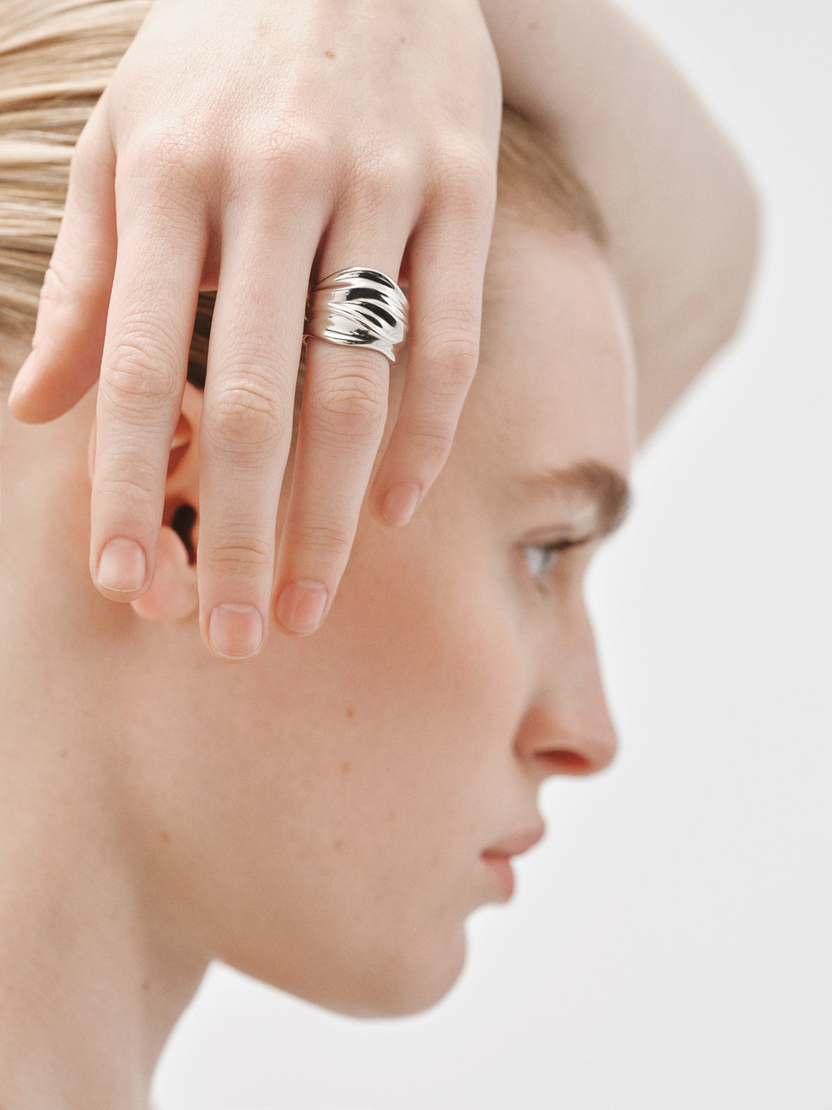 Wide textured 925 silver ring