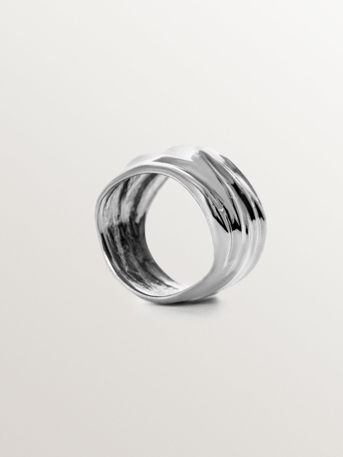 Wide textured 925 silver ring