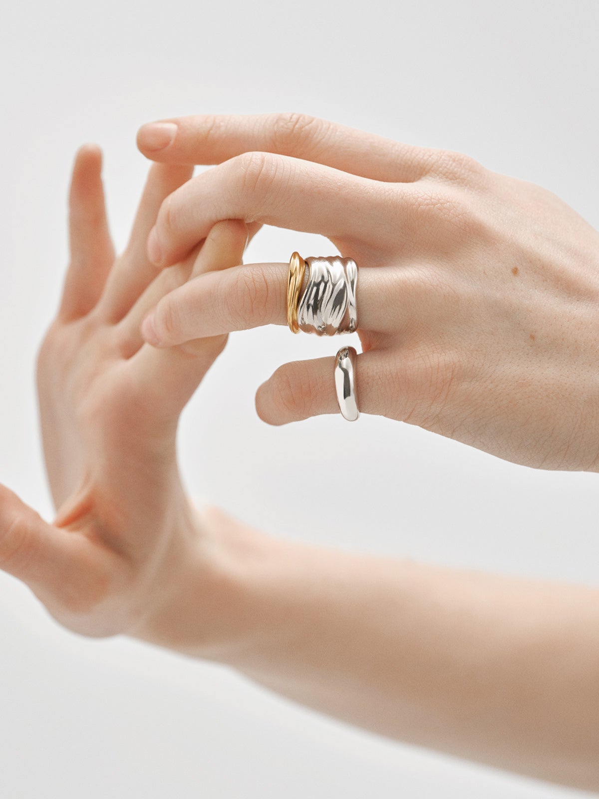 Wide textured 925 silver ring
