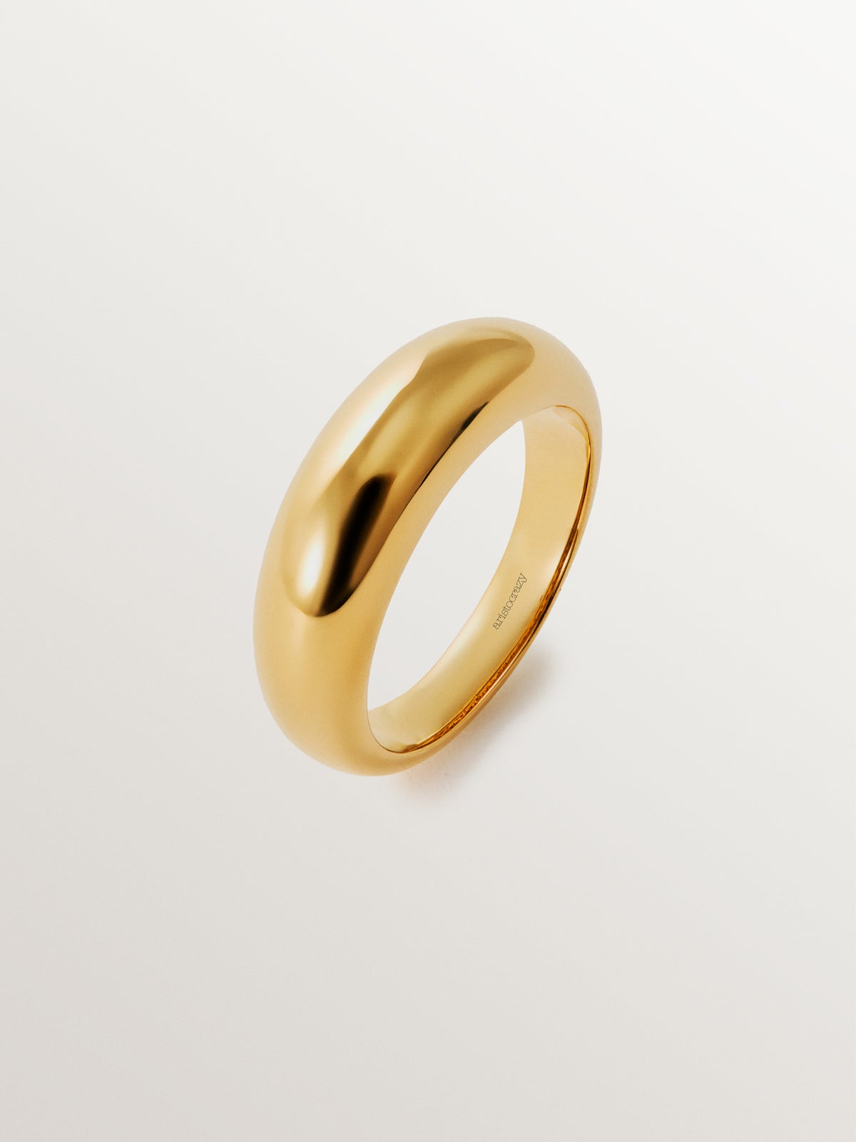 Domed 925 silver ring plated in 18K yellow gold