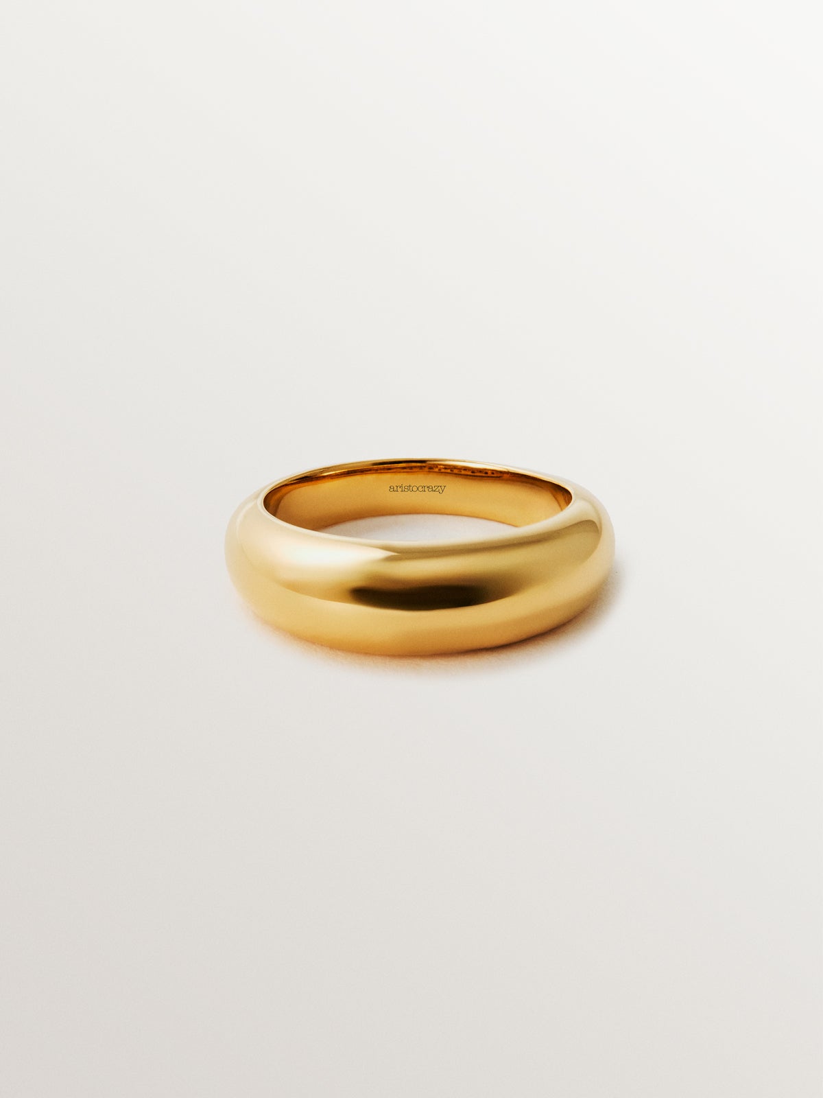 Domed 925 silver ring plated in 18K yellow gold