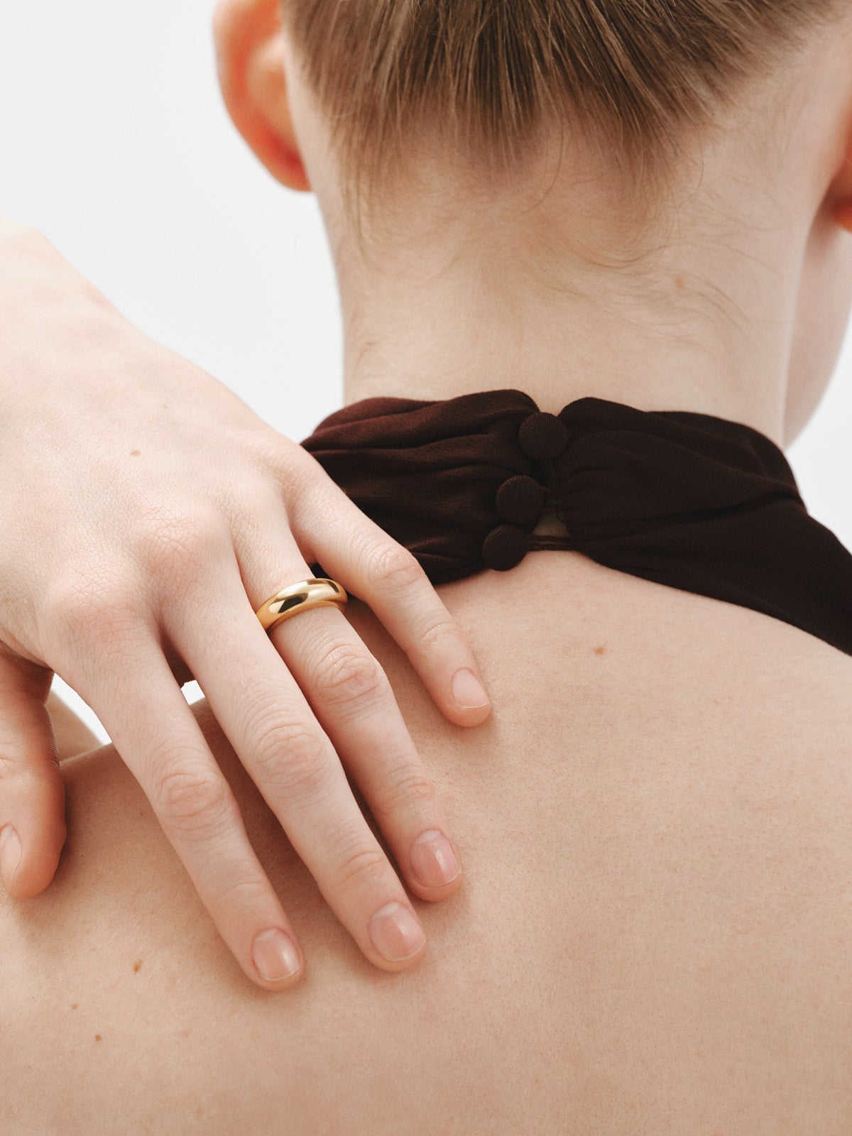 Domed 925 silver ring plated in 18K yellow gold