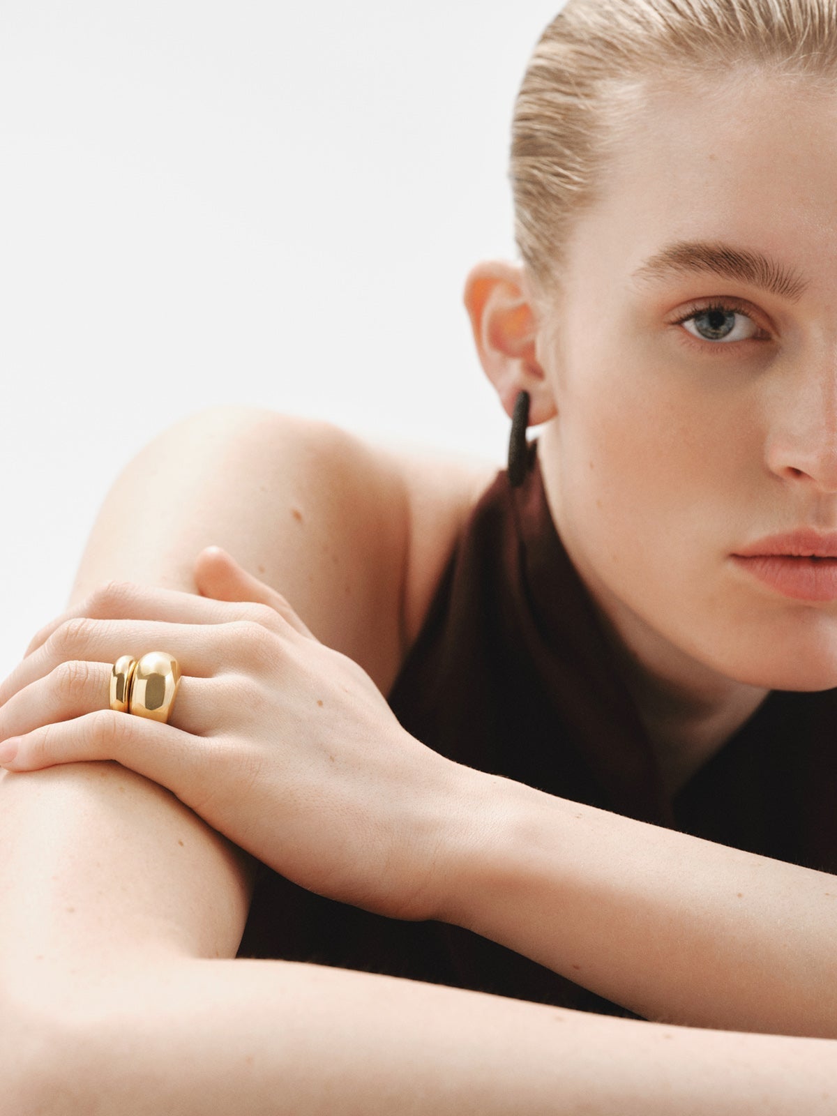 Domed 925 silver ring plated in 18K yellow gold
