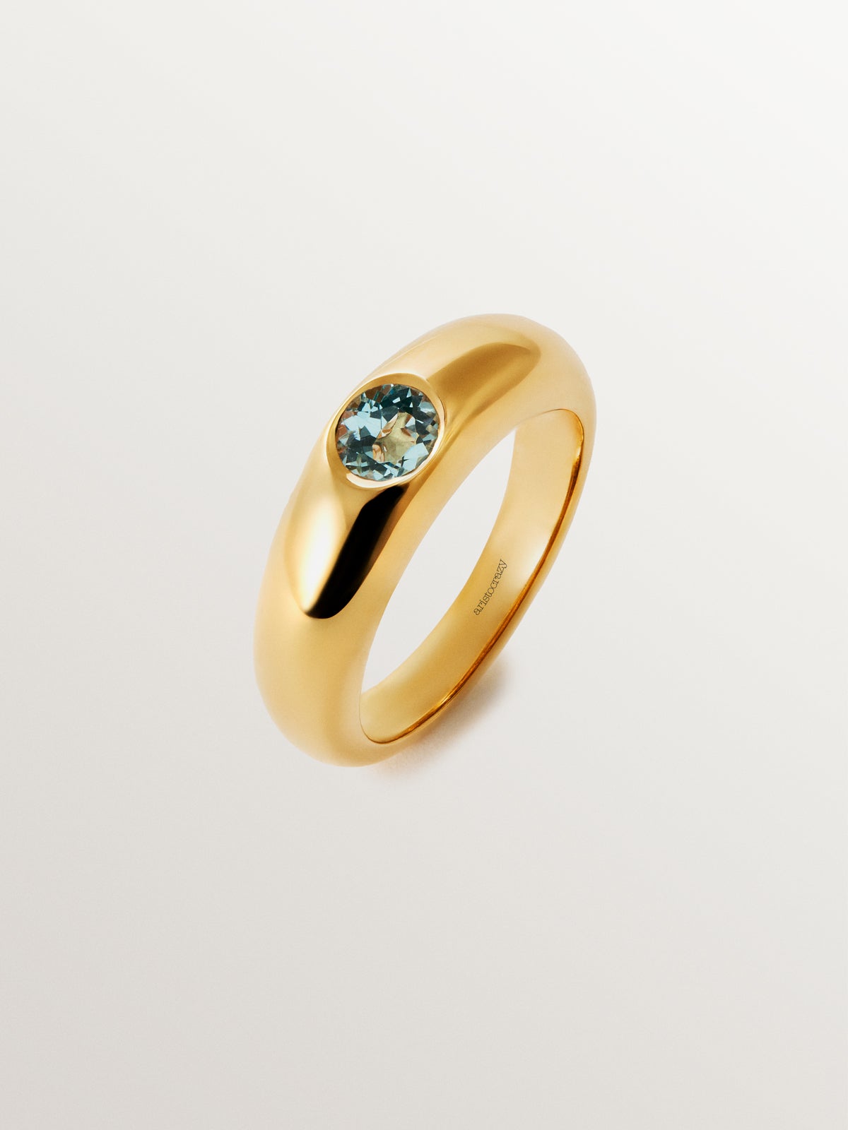 18K yellow gold plated 925 silver ring with sky blue topaz