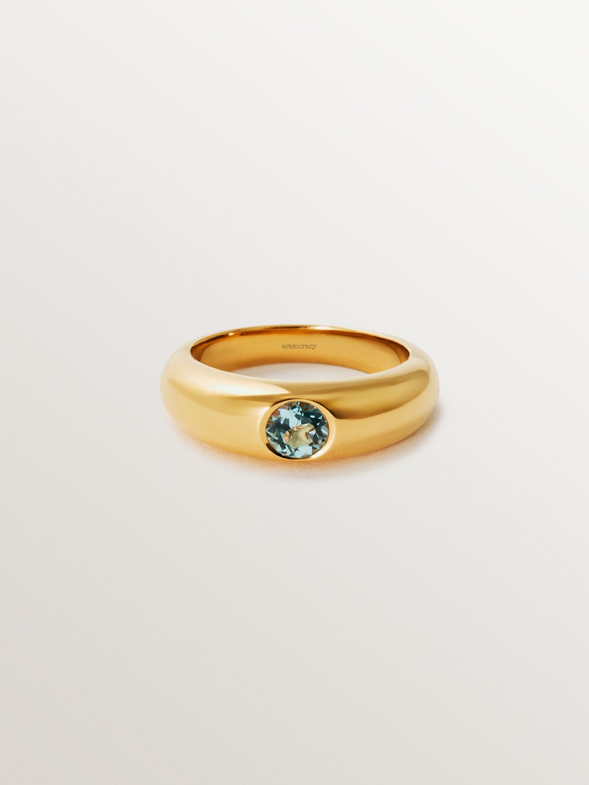 18K yellow gold plated 925 silver ring with sky blue topaz