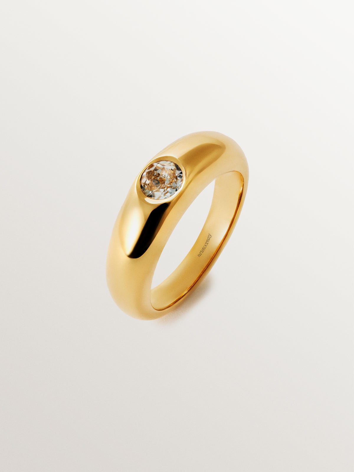 18K yellow gold plated 925 silver ring with white topaz