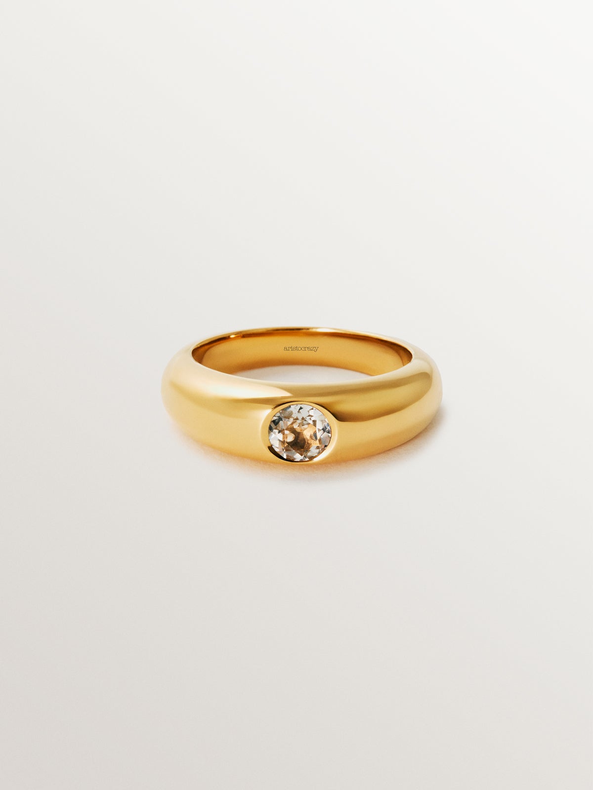 18K yellow gold plated 925 silver ring with white topaz