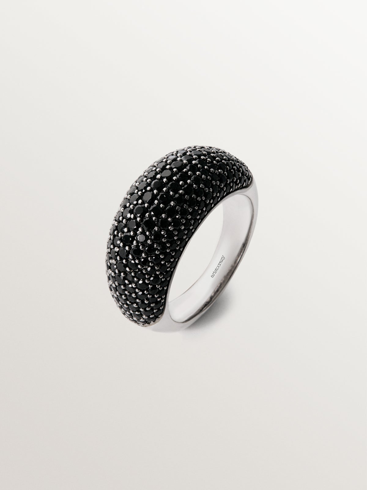 925 silver ring with paved black spinels