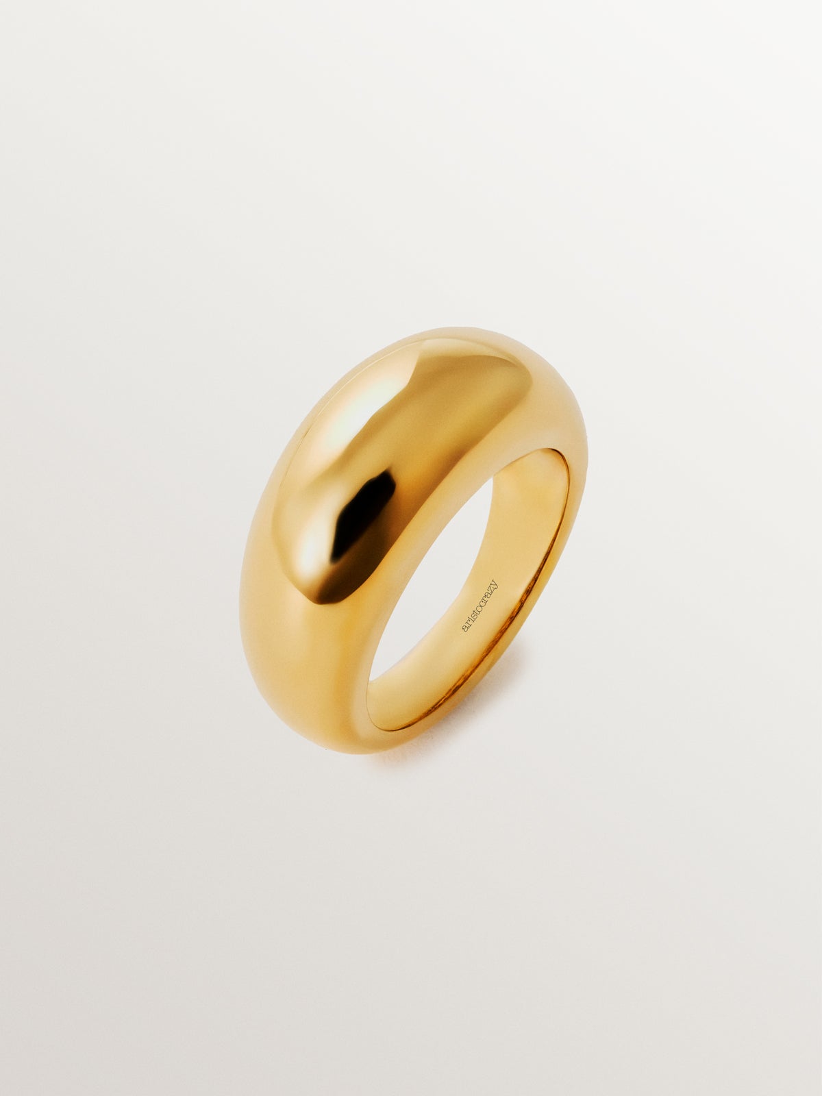 Domed 925 silver ring plated in 18K yellow gold