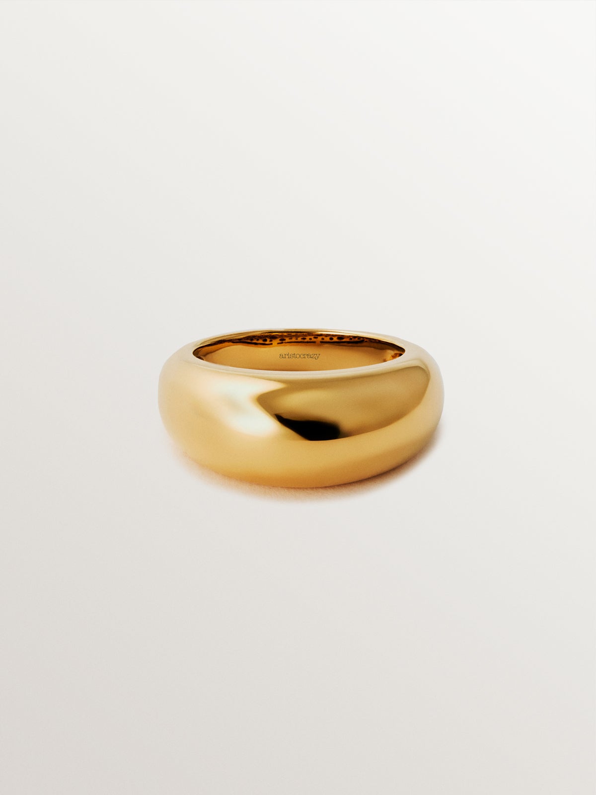 Domed 925 silver ring plated in 18K yellow gold